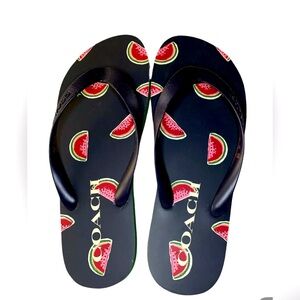 NWOT Womanโs Coach watermelon ๐๏ธ sandals flops-9B